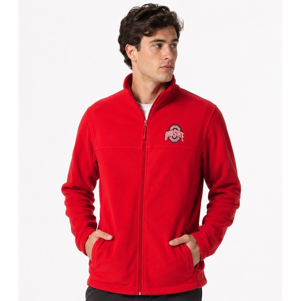 Top of the World‎ Fleece Jacket Mens L Red New Ohio State Buckeyes Full Zip Logo